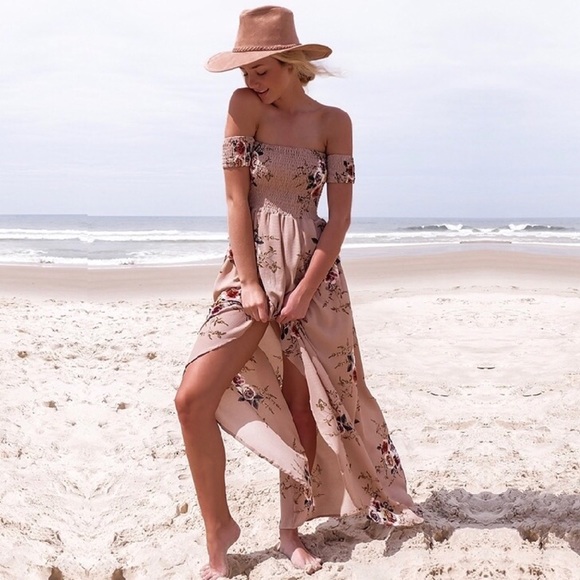 Off Shoulder Floral High Low Dress - Picture 2 of 5